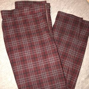 Maroon plaid pants